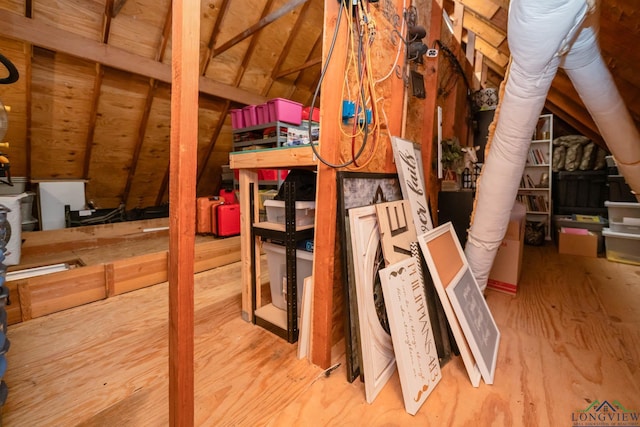 view of unfinished attic