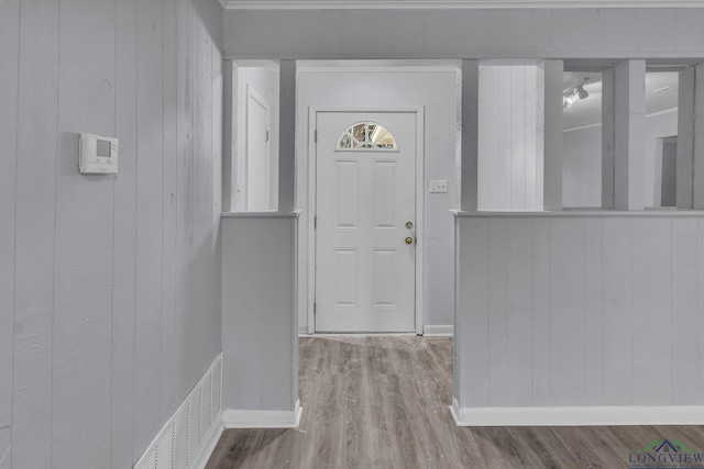 doorway featuring light wood-type flooring