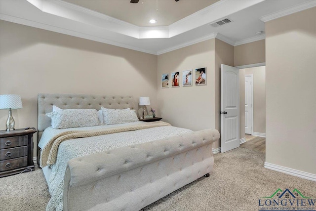 204 Nolan Farms, Winona, TX 75792 - bedroom with a tray ceiling, carpet floors, and crown molding