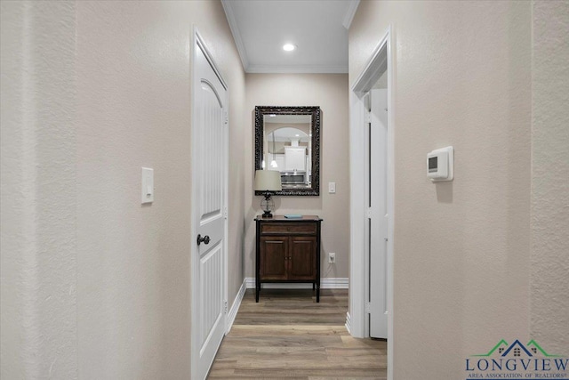 204 Nolan Farms, Winona, TX 75792 - corridor with light hardwood / wood-style flooring and crown molding