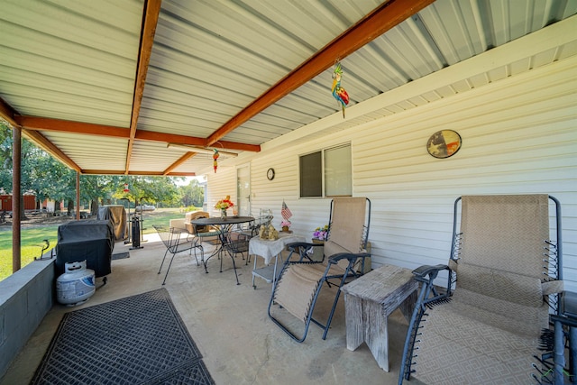 view of patio / terrace featuring ceiling fan