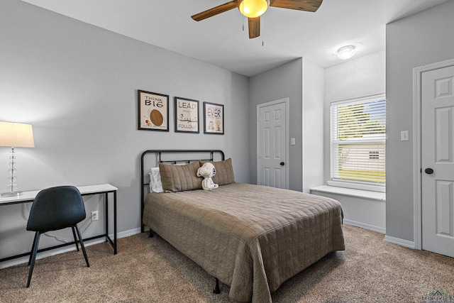 215 Sugar Creek Ln, Longview, TX 75605 - carpeted bedroom featuring an office area, baseboards, and ceiling fan