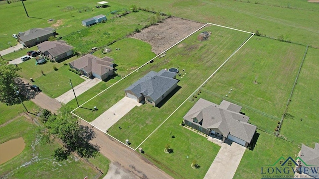 drone / aerial view with a rural view