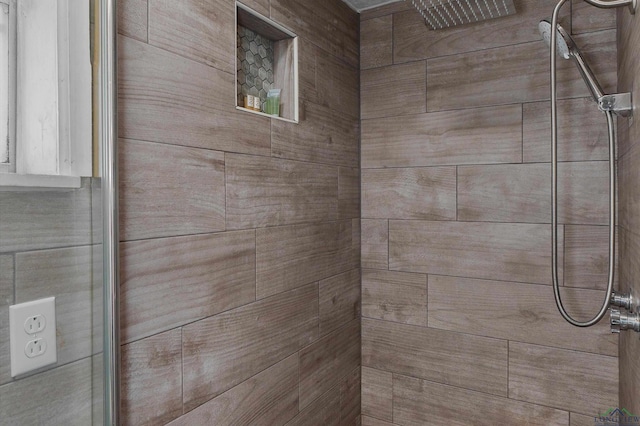 interior details with tiled shower