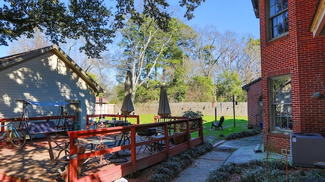 view of patio with a deck and central air condition unit