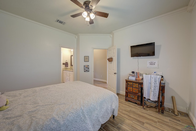 36 Briarwood Cir, Texarkana, TX 75503 - bedroom featuring crown molding, wood finished floors, baseboards, and ceiling fan