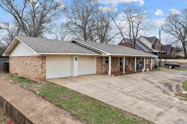 single story home with a garage