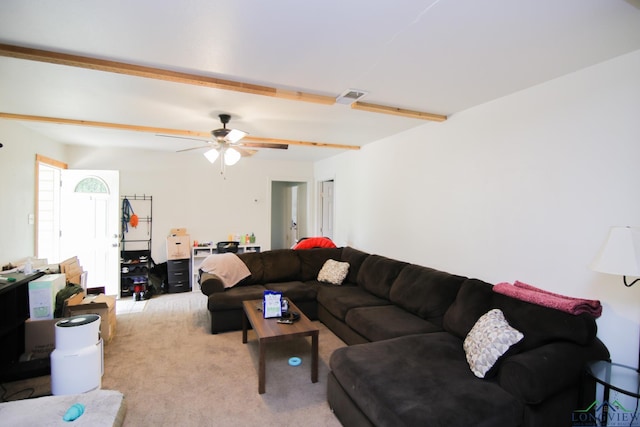 206 E Shofner Dr, Longview, TX 75604 - living area featuring light colored carpet and ceiling fan
