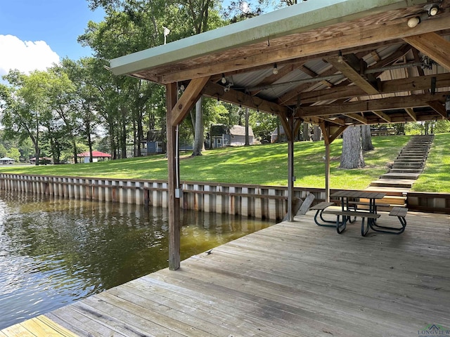 23196 Jeb Cir, Frankston, TX 75763 - dock area with a water view and a yard