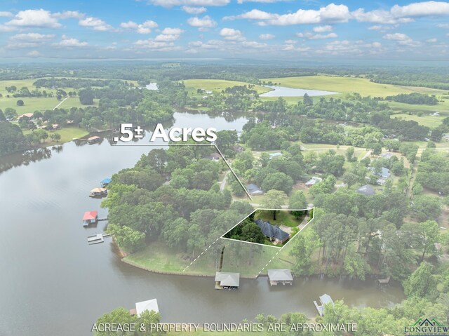 23196 Jeb Cir, Frankston, TX 75763 - aerial view of property's location with a large body of water, property parcel outlined, and a tree filled landscape