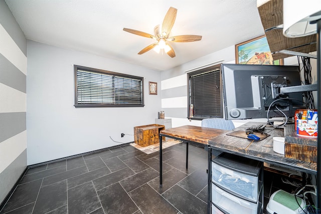 office area featuring ceiling fan