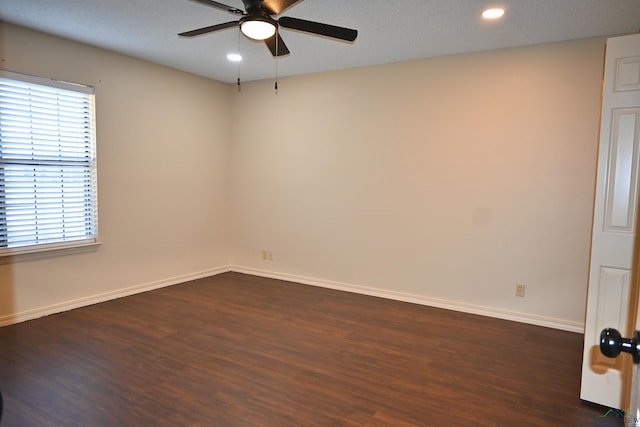 811 Georgia Ln, Longview, TX 75604 - unfurnished room with ceiling fan, dark wood finished floors, and recessed lighting