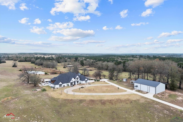 birds eye view of property with a rural view