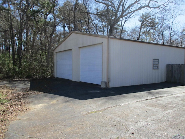 view of detached garage