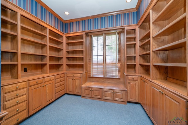 7 Summer Creek Way, Longview, TX 75604 - unfurnished office featuring light colored carpet, recessed lighting, and wallpapered walls