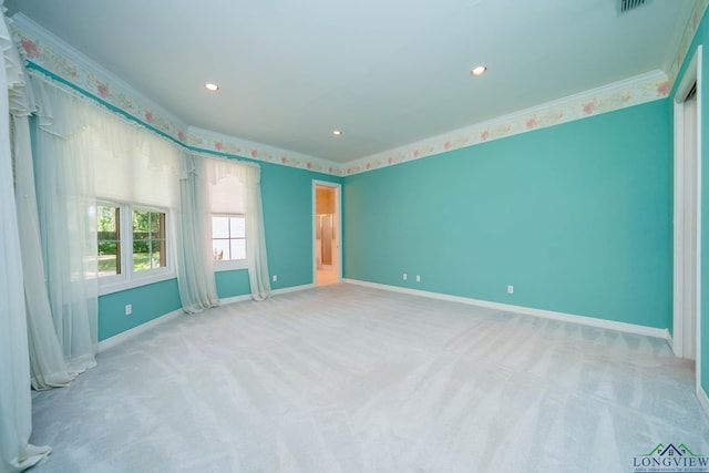 7 Summer Creek Way, Longview, TX 75604 - empty room with crown molding, light carpet, and recessed lighting