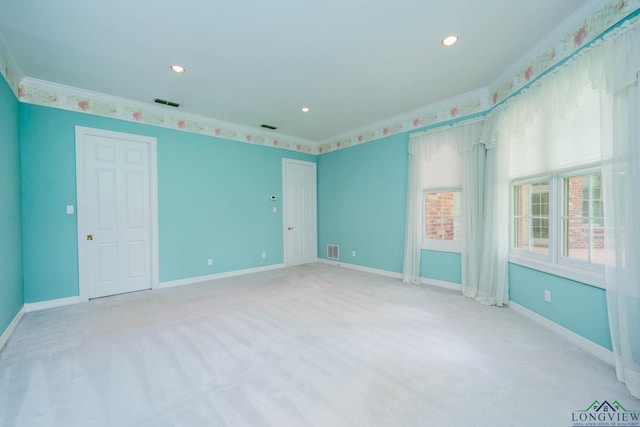 7 Summer Creek Way, Longview, TX 75604 - unfurnished room featuring ornamental molding, light carpet, and recessed lighting