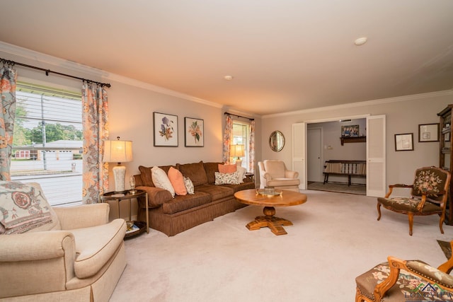 604 Woodcrest Ln, Longview, TX 75601 - carpeted living room with crown molding