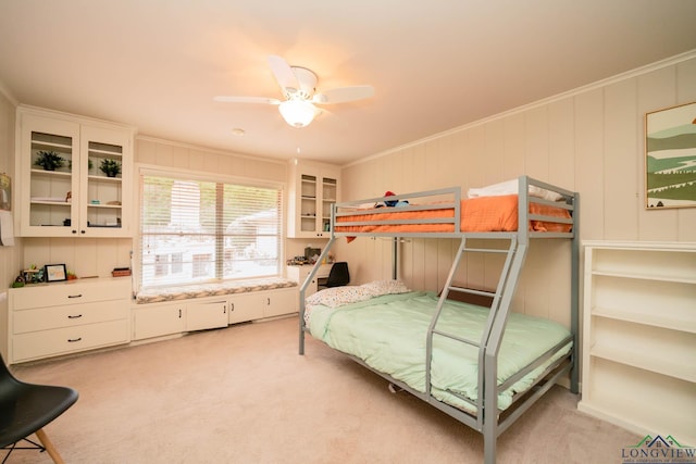604 Woodcrest Ln, Longview, TX 75601 - bedroom featuring light carpet, ceiling fan, and ornamental molding