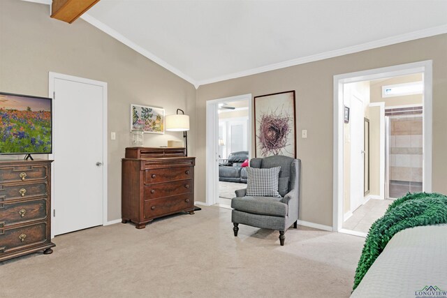 2713 Northridge Dr, Longview, TX 75605 - living area with light carpet, ornamental molding, and baseboards