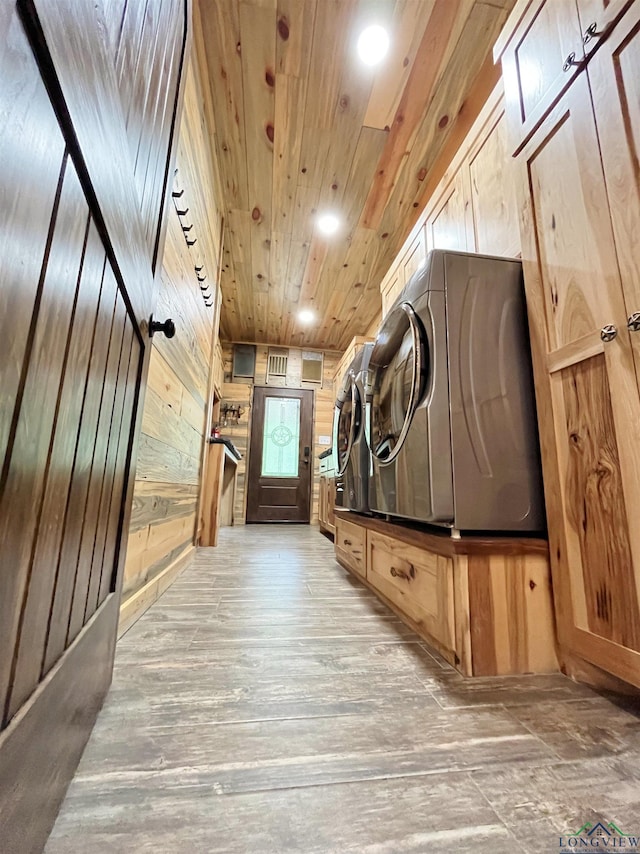 view of horse barn with washer and clothes dryer