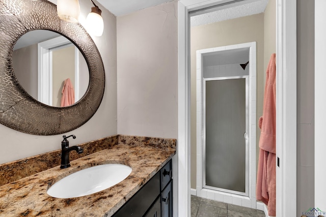 414 Harper Dr, Marshall, TX 75672 - full bathroom featuring tile patterned floors, vanity, and a stall shower