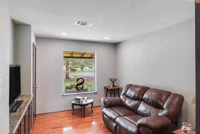 living room with light wood-type flooring