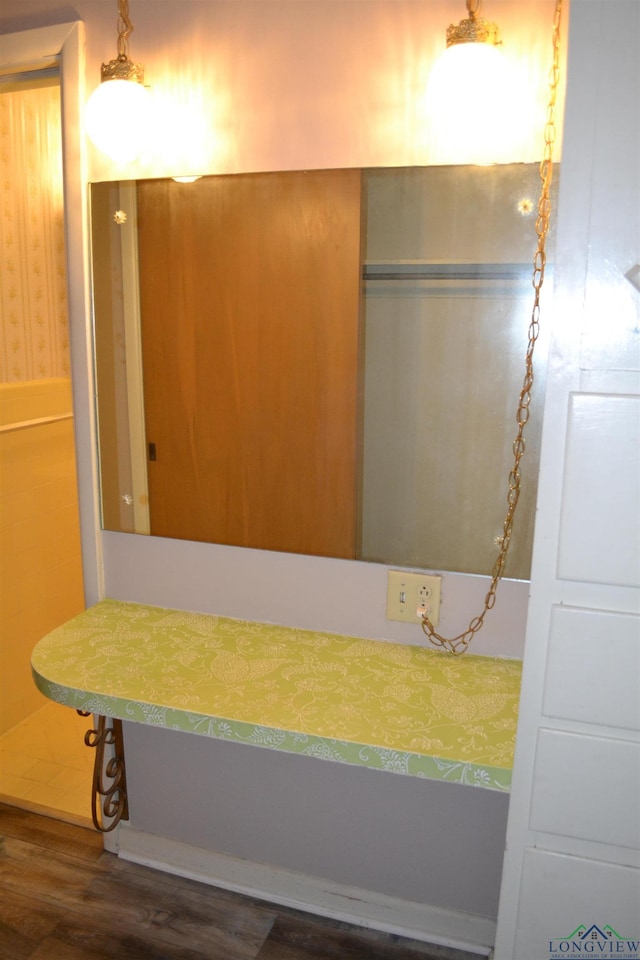 bathroom featuring hardwood / wood-style flooring