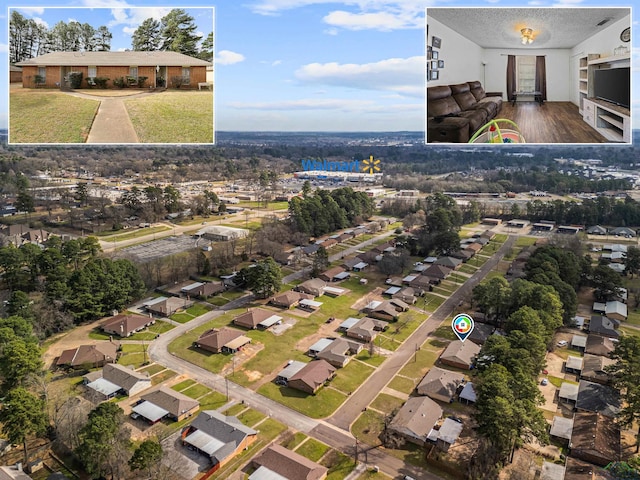 aerial view featuring a residential view