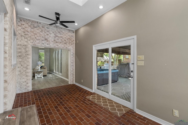 view of patio featuring ceiling fan