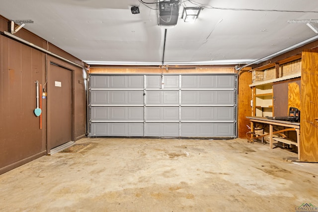 garage with a garage door opener