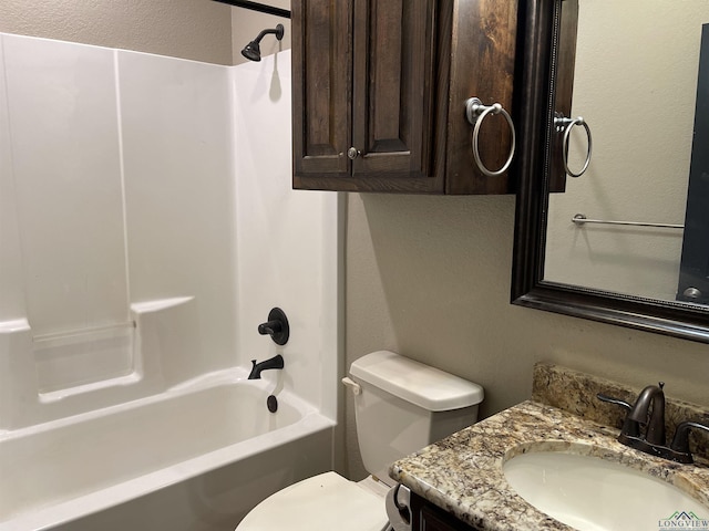 full bathroom with vanity, toilet, and shower / bath combination