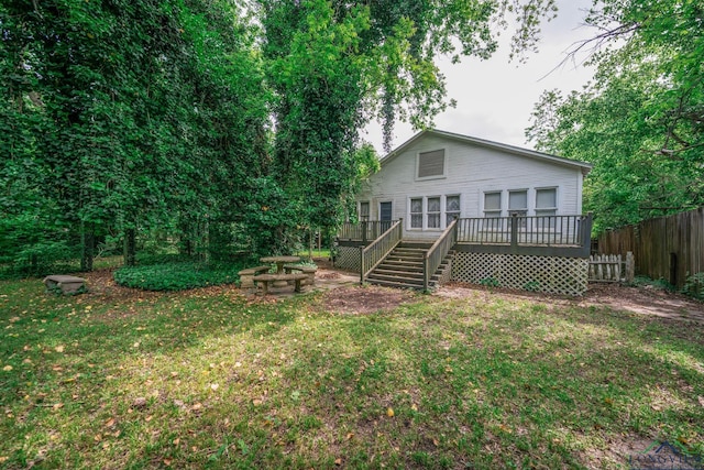 508 N Soda St, Jefferson, TX 75657 - back of property featuring a deck and stairway