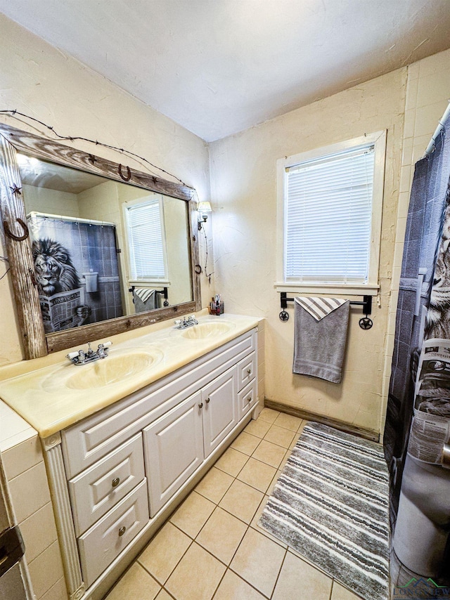 1226 County Road 1896, Linden, TX 75563 - bathroom with double vanity and tile patterned floors
