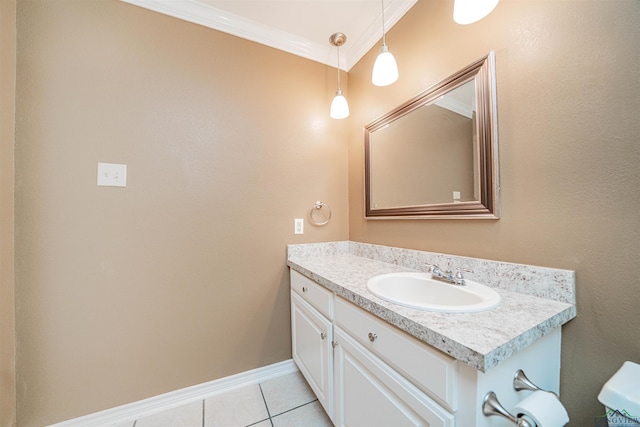 1822 Northwood Ct, Longview, TX 75604 - bathroom featuring vanity, tile patterned flooring, crown molding, and baseboards