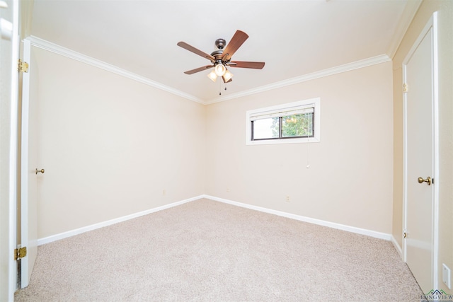 1822 Northwood Ct, Longview, TX 75604 - empty room featuring carpet floors, ornamental molding, baseboards, and ceiling fan