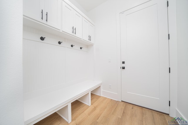 mudroom featuring light hardwood / wood-style flooring