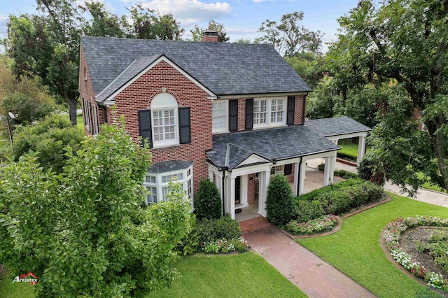 view of front of house with a front lawn