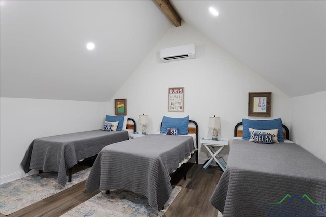 299 Southshore Dr, Lone Star, TX 75668 - bedroom featuring a wall mounted AC, wood finished floors, and recessed lighting