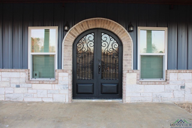 doorway to property with french doors