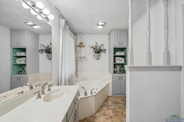 1492 Sleepy Hollow Ln, Canton, TX 75103 - full bathroom with a jetted tub, stone finish flooring, and vanity