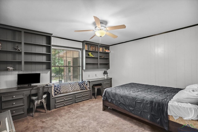1492 Sleepy Hollow Ln, Canton, TX 75103 - carpeted bedroom with a ceiling fan and built in study area