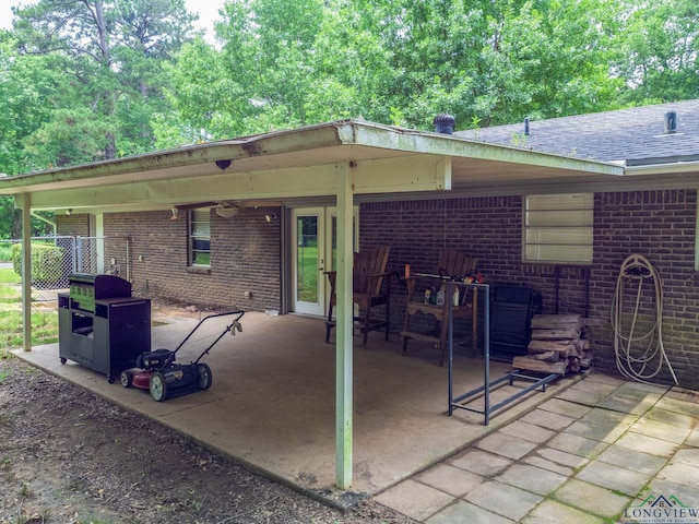 view of patio with area for grilling