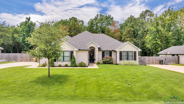 17182 Ironwood Dr, Flint, TX 75762 - ranch-style home with stone siding, roof with shingles, driveway, and brick siding