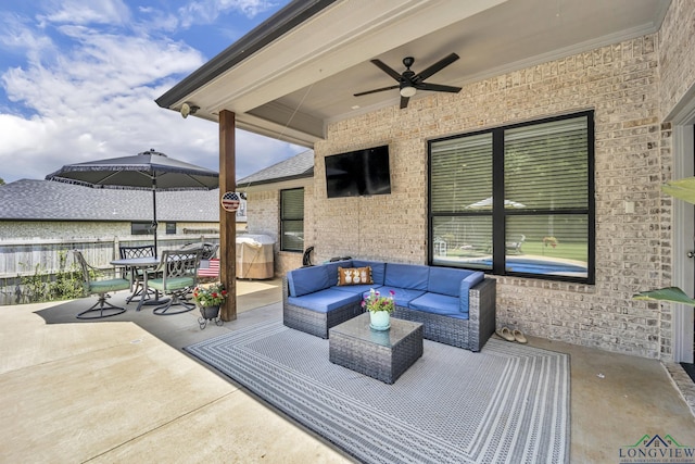 17182 Ironwood Dr, Flint, TX 75762 - view of patio featuring ceiling fan, an outdoor living space, and outdoor dining area