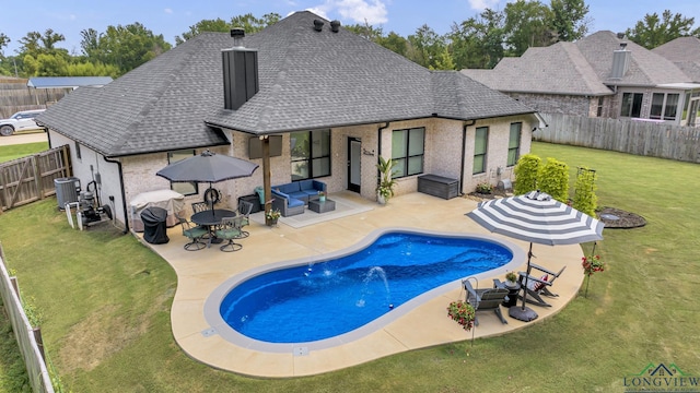 17182 Ironwood Dr, Flint, TX 75762 - view of swimming pool with a fenced backyard, a patio area, and an outdoor living space
