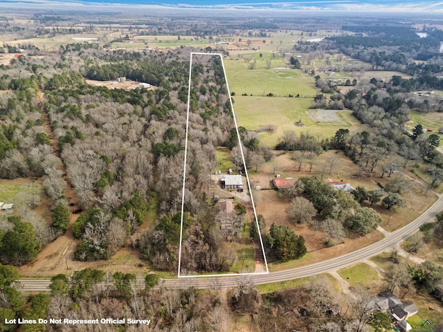 aerial view featuring a rural view