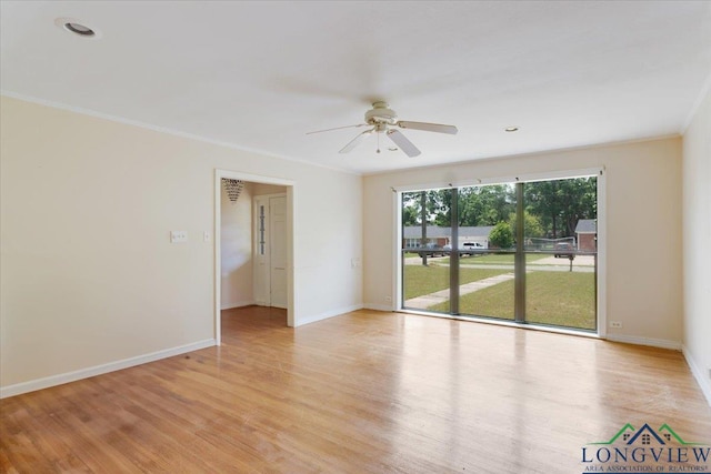 104 Mackinnon St, Mount Pleasant, TX 75455 - spare room with light wood-style flooring, a ceiling fan, baseboards, and ornamental molding