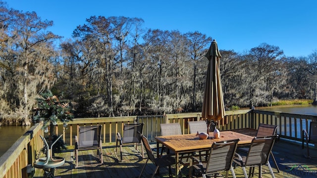 deck with a water view