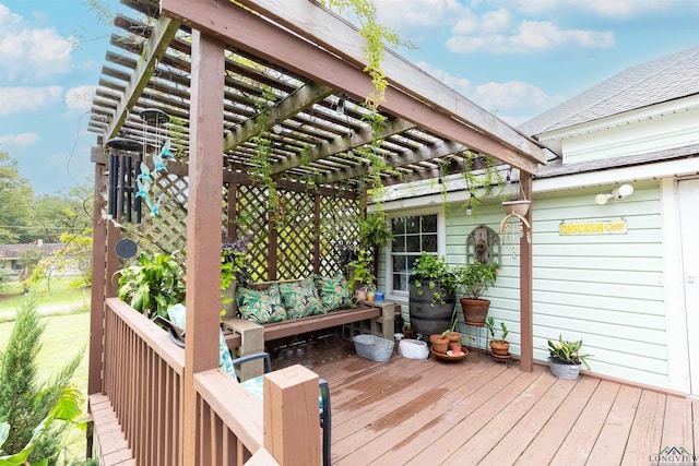 wooden deck with a pergola